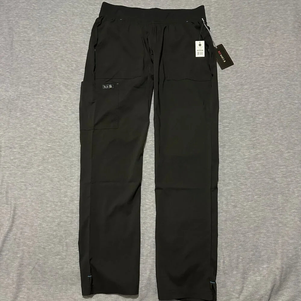 Koi Basics Caroline Womens 5-Pocket Stretch Scrub Pants Size M Black Lightweight - Picture 5 of 16